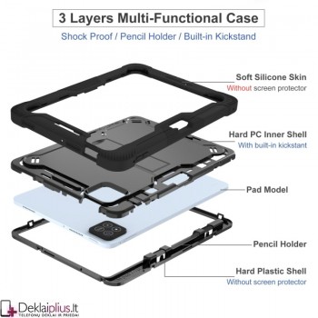 Smūgiams atsparus dėklas planšetei - su kojele (Xiaomi Pad 7/Pad 7 Pro/Pad 8/Pad 8 Pro) Smūgiams atsparus dėklas planšetei - su kojele (Xiaomi Pad 7/Pad 7 Pro/Pad 8/Pad 8 Pro)